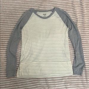 Comfy long sleeve striped raglan top